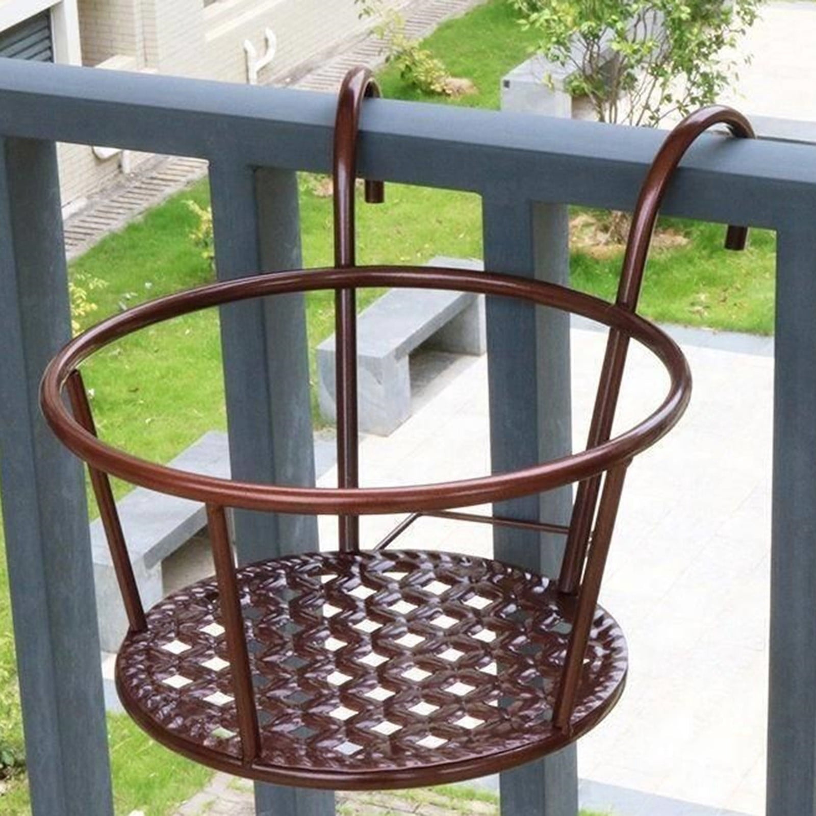 XKHZJL Hanging Planter Shelf Decorative Flower Pot Plant Holder, Iron Hanging Plant Holder Over The Rail Metal Fence Planters, Hanging Bucket Flower Pot Holder for Patio Balcony Outdoor Plants