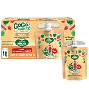 (10 Pack) GoGo Squeez Happy Immunez Strawberry Rhubarb Snack Pouch, 3.2 oz
