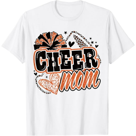 Cheer Mom Orange Cheerleader Game Day Cheer Mama Football T-Shirt tee