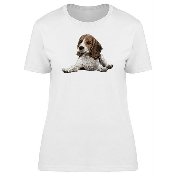 Cute Beagle Dog Sketch T-Shirt Women -Image by Shutterstock, Female Small