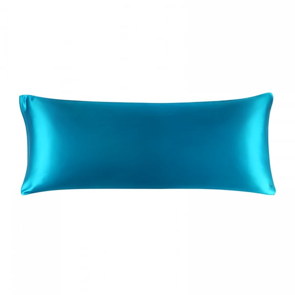 AUQ 1 Pc Satin Body Pillowcases Soft with Zipper Peacock Blue 20"X54"