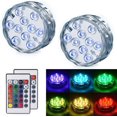 thumbnail image 1 of LEDGLE Luz LED sumergible para bañera, funciona con pilas, multicolor, decoración impermeable con control remoto, adecuada para acuario, jacuzzi, base de florero, fiesta, boda, 2 piezas ER, 1 of 5
