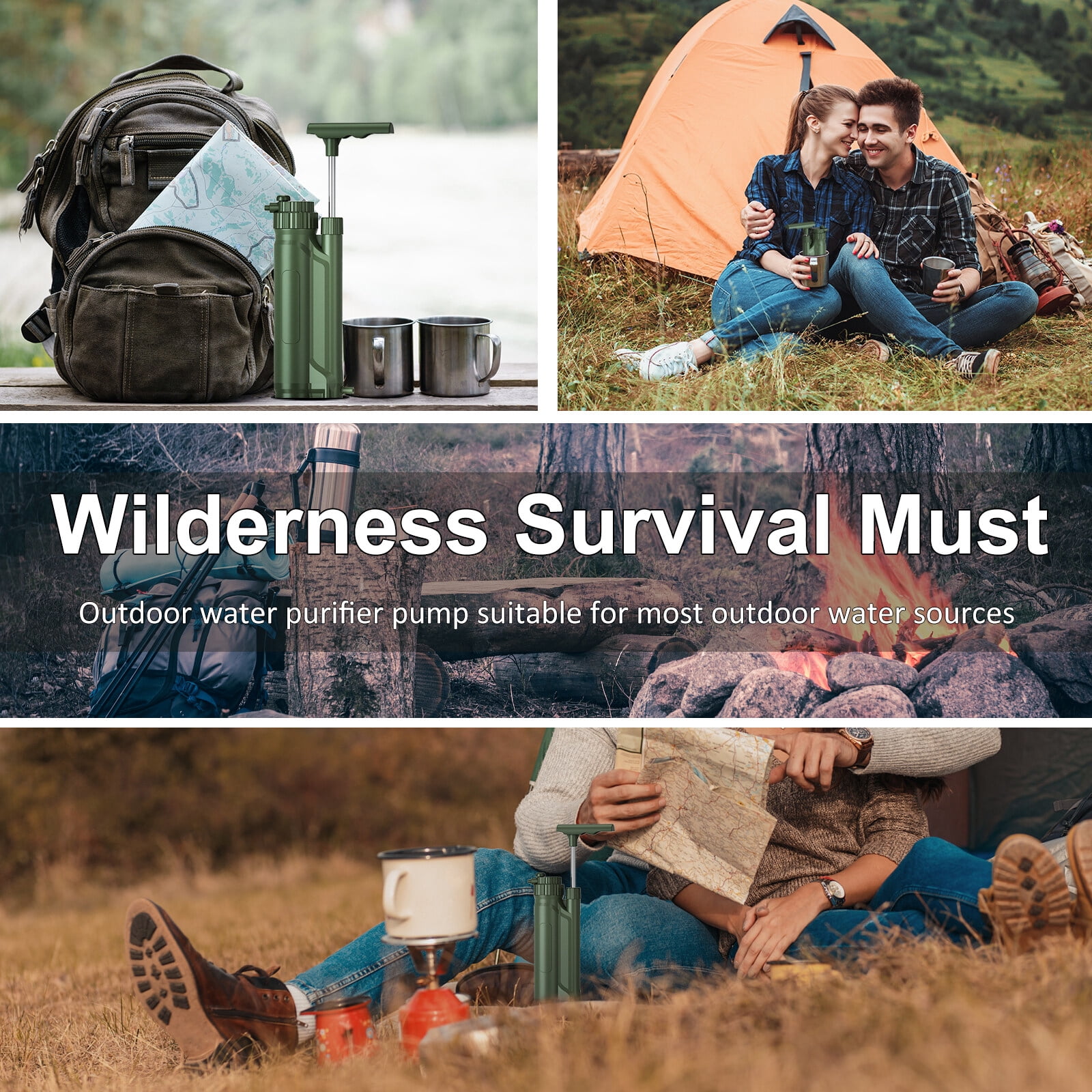 Portable Reverse Osmosis Water Filter Pump Outdoor Water Purification System Survial Gear for Camping Hiking Travel Emergency Preparedness