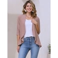 thumbnail image 3 of DARING DIVA Womens Open Front 3/4 Sleeve Draped Ruffles Eyelet Cardigans M Pink, 3 of 6