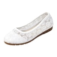 thumbnail image 3 of Domuza Women's Lace Floral Ballet Flats, Peep Toe Slip On Satin Shoes, Comfortable Elegant Dressy Flats for Bridal, Wedding and Daily Casual Wear White 5.5（EU-36）, 3 of 4
