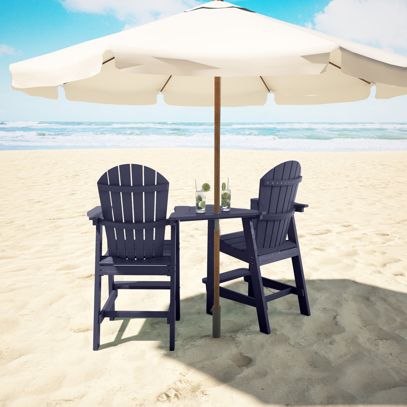 Musser Outdoor Adirondack Chair Set Of 2 Wooden Patio Chair Lounge Chair Navy