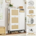 thumbnail image 3 of 2025 New 3 Tier Shoe Cabinet with Natural Rattan Flip Drawers for Entryway, Free Standing Shoe Storage Organizer with Adjustable Shelves, Narrow Shoe Rack for Hallway, Living Room, Easy Assembly, 3 of 8