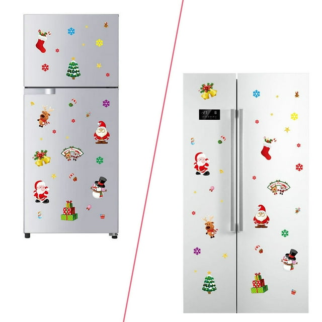 serony Christmas Static Sticker Fridge Window PVC Decal Home Office Shop Self-adhesive Decoration, Long Hat Santa Clause