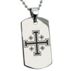 Tungsten Bible Verse Jerusalem Cross Symbol Unisex Pendant Dog Tags Necklace Silver
