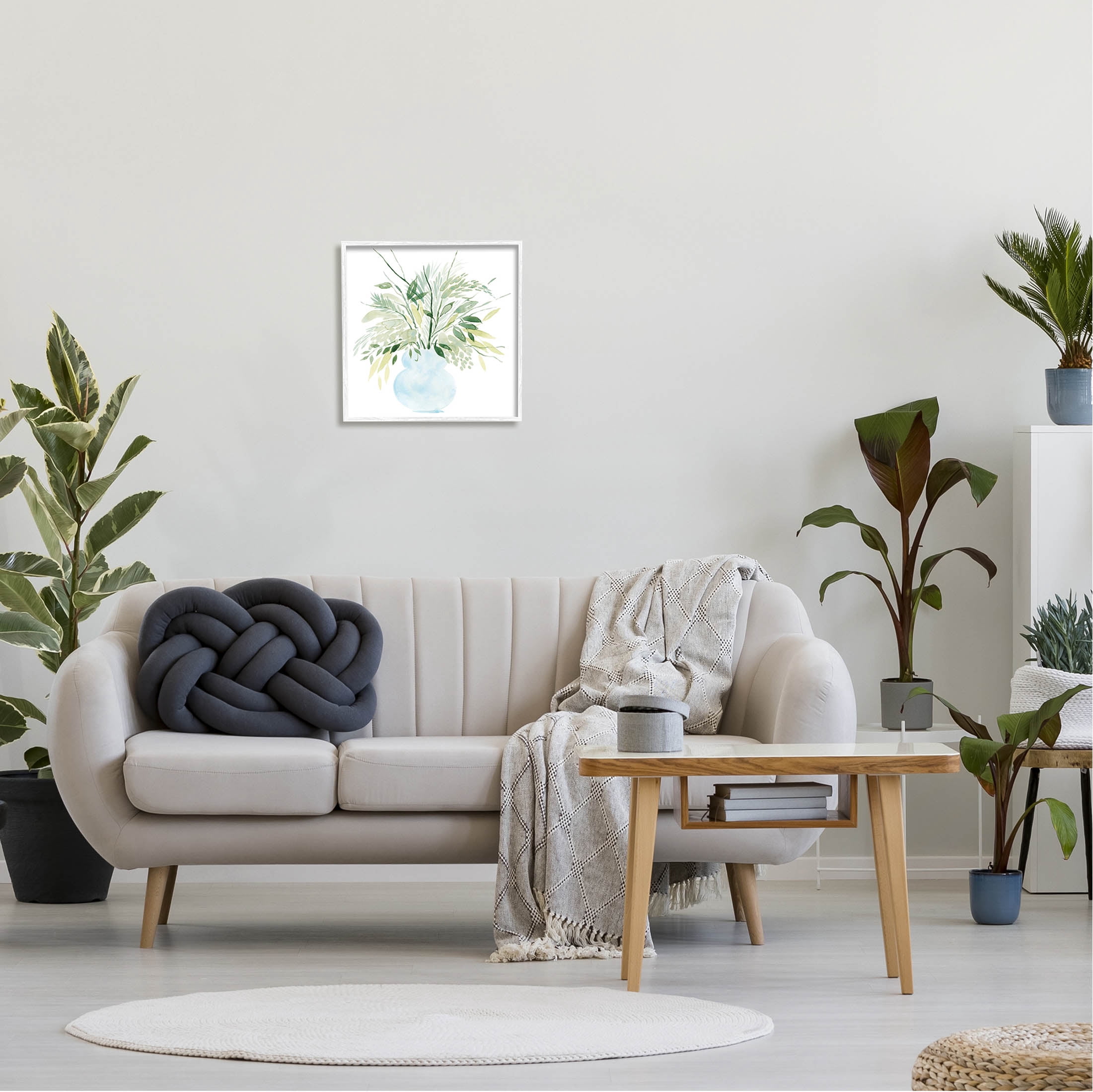 Stupell Industries Delicate Layered Greenery Plants Vase Graphic Art White Framed Art Print Wall Art, Design by Grace Popp