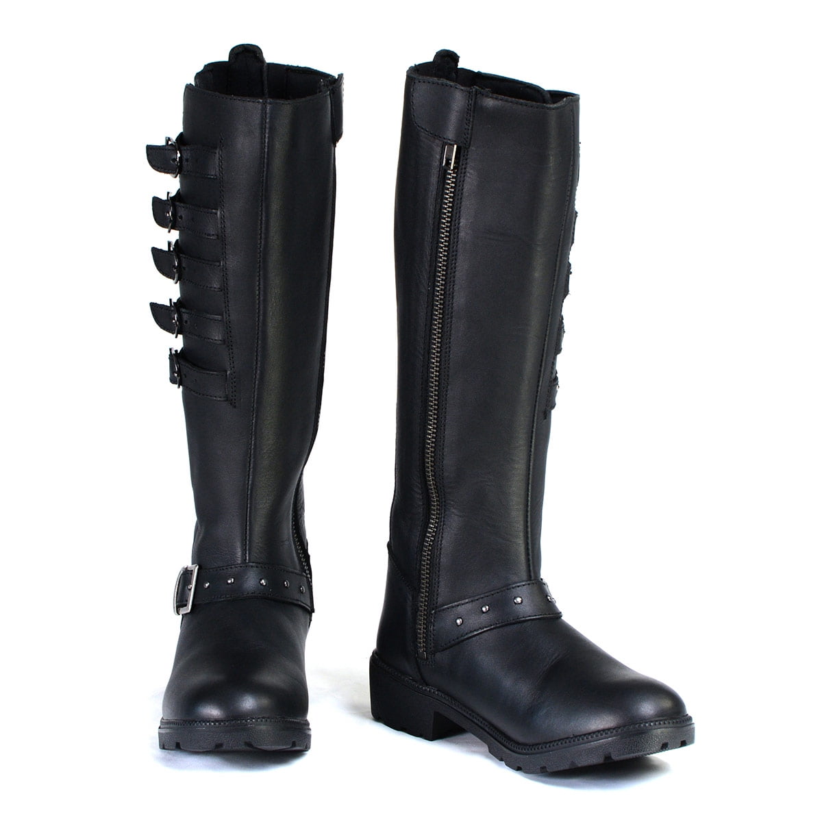 vos ontrouw Regenboog Milwaukee Leather MBL9395 Women's Black 17-Inch Side Strap Riding Leather  Boots with Side Zipper 7 - Walmart.com
