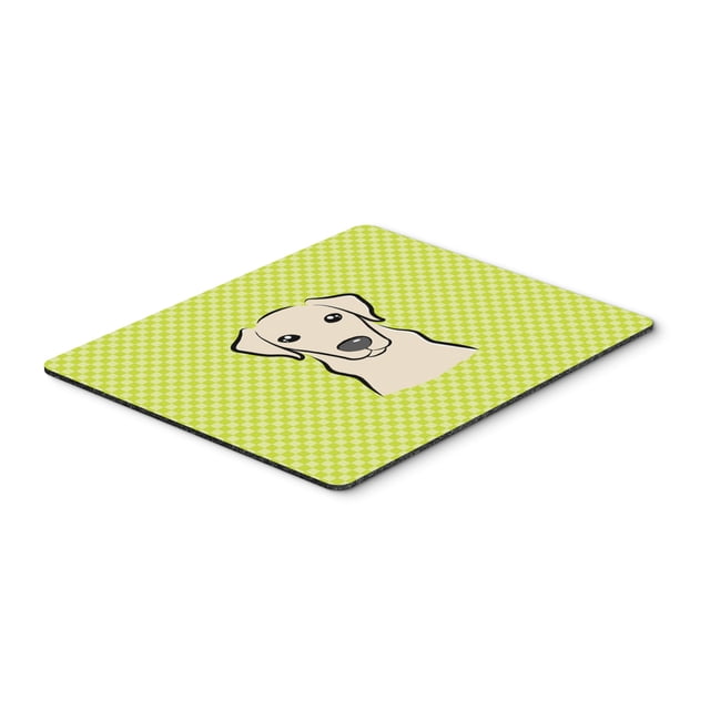 Caroline's Treasures - Alfombrilla para ratón de Labrador, color verde lima, amarillo, con tablero de ajedrez, / Hot Pad / Trivet (BB1284MP) Caroline's Treasures BB1284MP