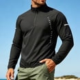 thumbnail image 5 of Sun Shirts for Men Long Sleeve UV Protection Tshirt Athletic Quarter Zip Pullover Stand Neck Quick Dry Lightweight Hiking Tops Black L, 5 of 8