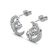 Cate & Chloe Luna April Birthstone 18k White Gold Plated Women Stud Earrings, Swarovski Crystals
