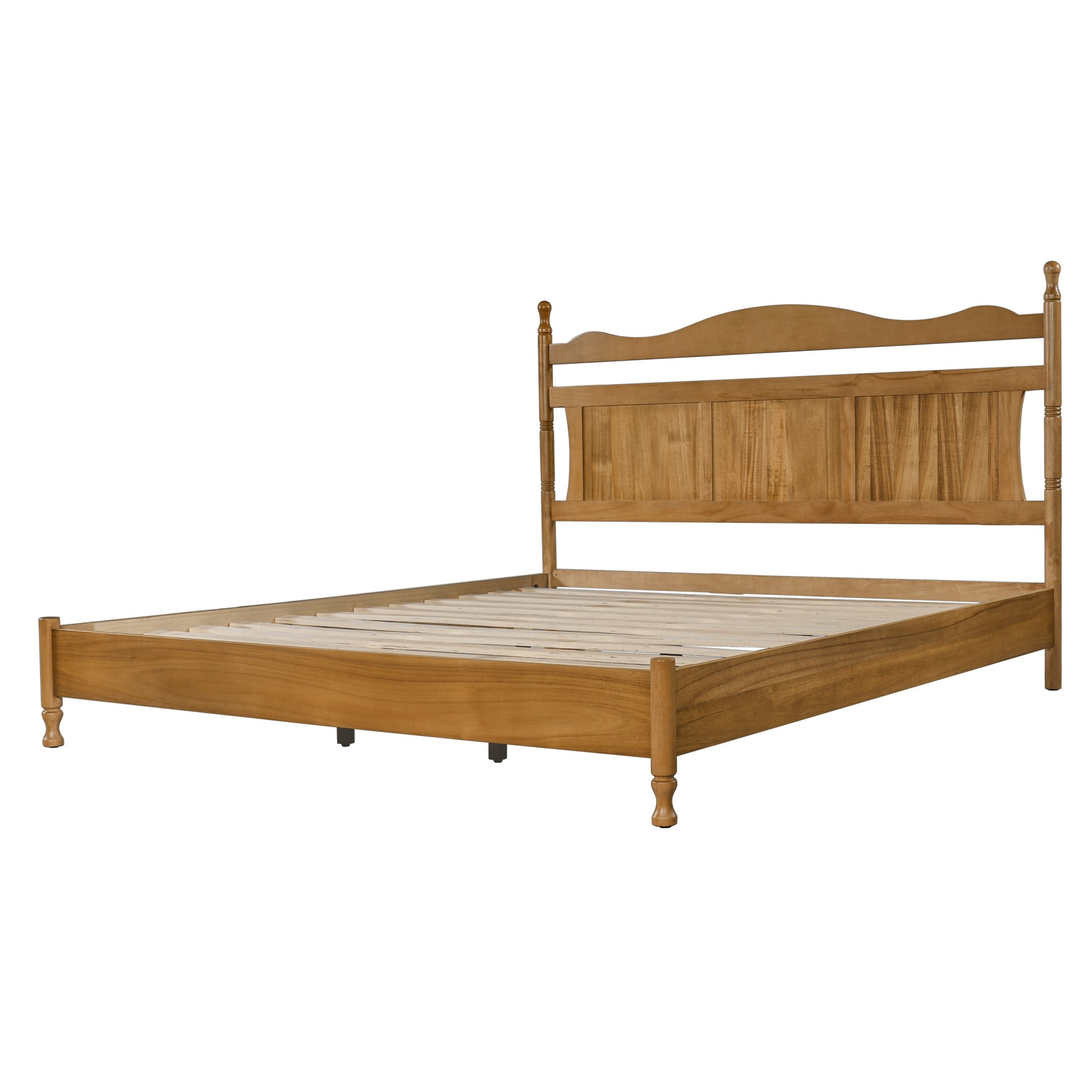 Christopher Knight Home Vintage King Solid Wood Platform Bed Frame, Curved Headboard, Natural