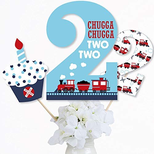 Crossing de la fiesta de ferrocarril del segundo cumpleaños - Sticks de la fiesta de la fiesta de la segunda fiesta de vapor - Toppers - Toppers - Juego de 15 Big Dot of Happiness Ver descripción
