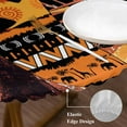 thumbnail image 5 of Black Orange Girls Boho Fitted Tablecloth with Elastic Edged, Round Table Cloth for Dining Table, Vintage Ethnic Tribe Abstract Art Waterproof Oil Proof Table Cover for Indoor Outdoor 55"-60", 5 of 9