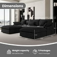 thumbnail image 3 of The Magic Home 5-Seater Cloud Modular U-Shaped Linen Sectional Sofa, Black, 3 of 13
