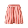 thumbnail image 3 of Womens Shorts Striped Elastic High Waisted Lounge Trendy Comfy Drawstring Pockets Bermuda Running Pull on Mid Polyester Red Bloomer Shorts Sizes M, 3 of 7