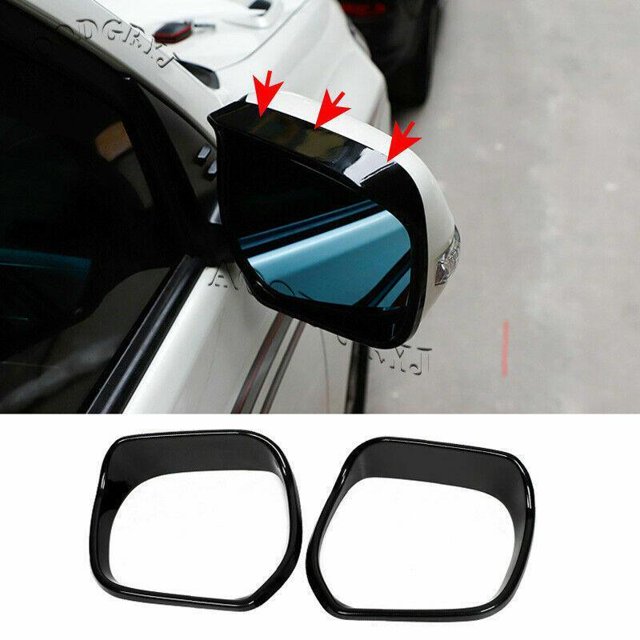 for Toyota Prado FJ150 2010-2021 Black Rearview Side Mirror Rain Eyebrow Trim