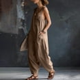 thumbnail image 6 of biudgviw Women's Casual Loose Overalls Jumpsuits Pleated Sleeveless Tanks Baggy Long Pants Rompers with Multi Pockets for Beach Travel, 6 of 7