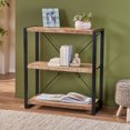 thumbnail image 2 of GDF Studio Warthen Modern Industrial Handmade Mango Wood 3 Shelf Etagere Bookcase, Natural and Black, 2 of 8
