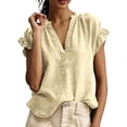 thumbnail image 3 of Womens Summer Tops Short Sleeve V Neck Simple Casual Blouse Daily All Match Daily Tops, 3 of 6