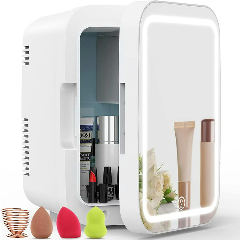Werseon Mini Fridge, Portable Beauty Refrigerators Makeup Skincare Fridge  with LED Mirror Door