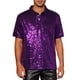 thumbnail image 1 of INSPIRE CHIC Camisa Polo de Lentejuelas para Hombre, Brillante, de Manga Corta, Fiesta en Club, Camisetas de Golf L Púrpura, 1 of 6
