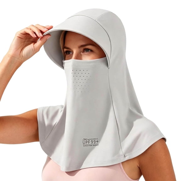 BCSIOAOI Womens Balaclavas,UPF 99 Sun Protection Breathable Full Face Cover Hood for Outdoor Activities Gray