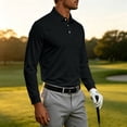 thumbnail image 6 of Qwertyu Mens Long Sleeve Polo Shirts Classic Casual Button Collared Shirt Quick Dry Work Fishing Athletic Golf Shirts Black 4XL, 6 of 8