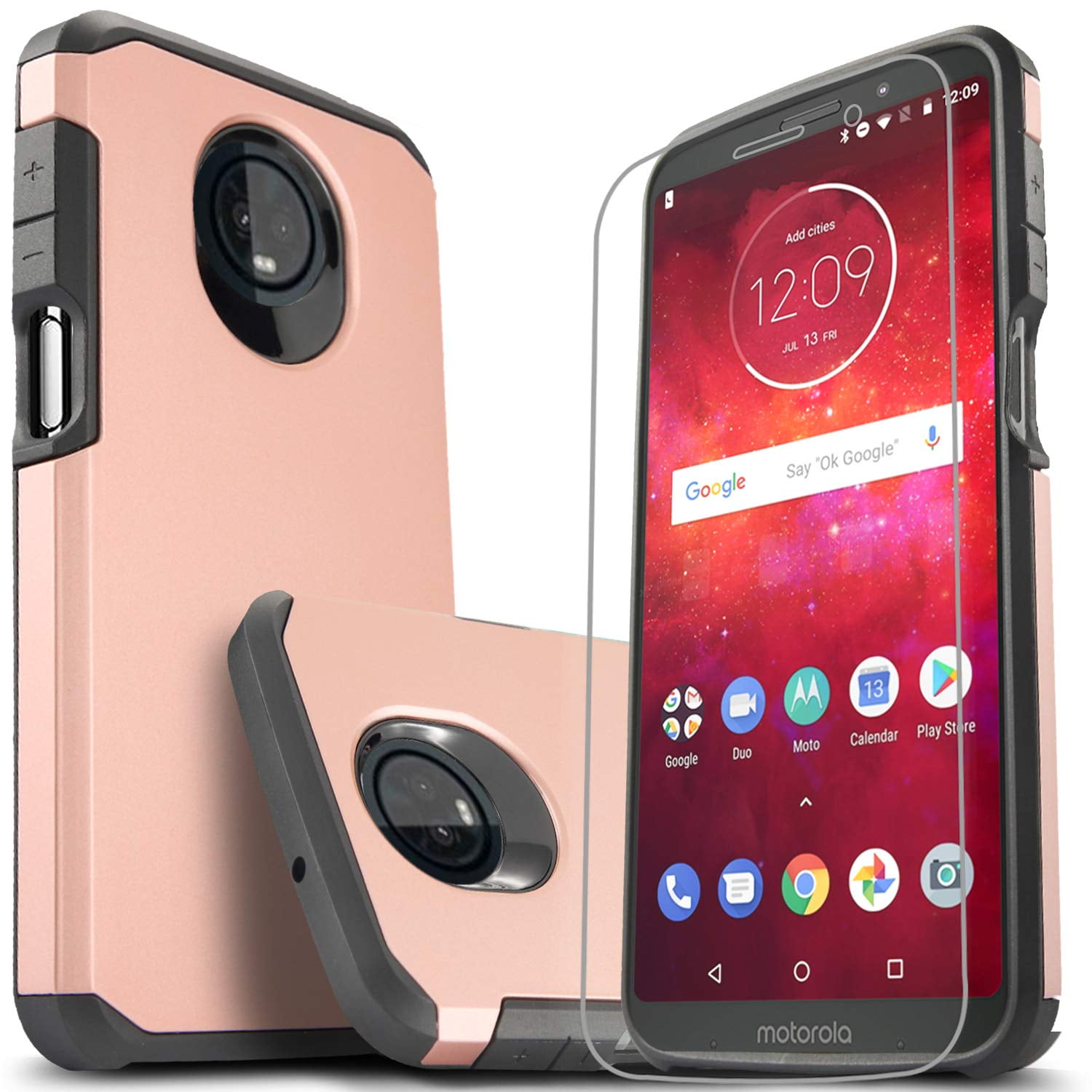 Moto Z3 Case, Moto Z3 Play Case, With [HD Screen Protector], Heavy Duty