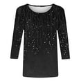 thumbnail image 4 of Oksale Trendy Graphic Shirts for Women Plus Size 3/4 Sleeve Shirt Casual Crew Neck Tee Blouses Loose Fit Going Out Blouse Soft Lightweight Tops, 4 of 5