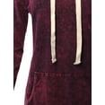 thumbnail image 4 of A2Y Women's Mineral Wash Relax Fit Long Sleeve Kangaroo Pockets Hoodie Sweatshirts Dark Plum M, 4 of 5