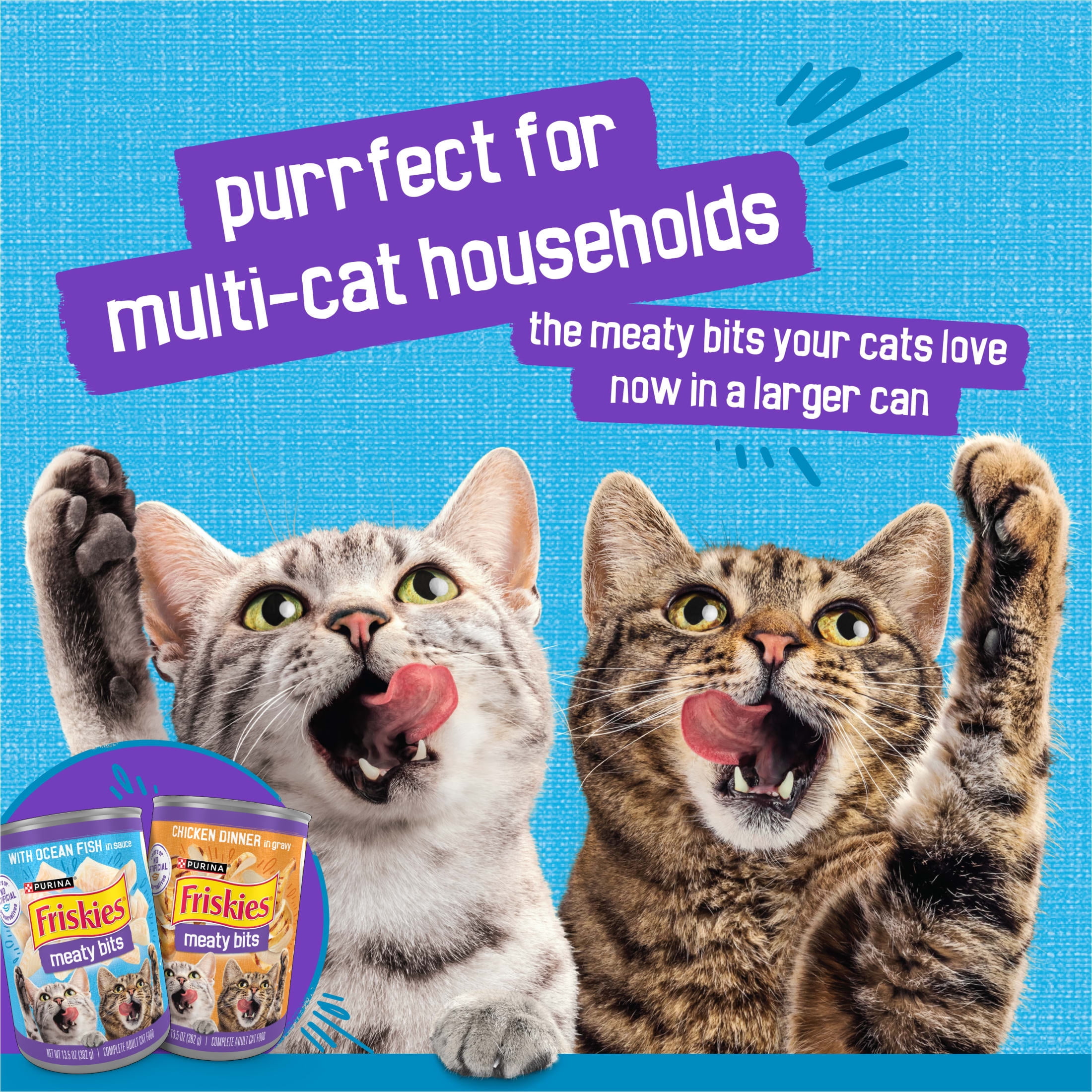 (12 pack) Purina Friskies Meaty Bits with Ocean Fish in Sauce Wet Cat Food, 13.5 oz Can