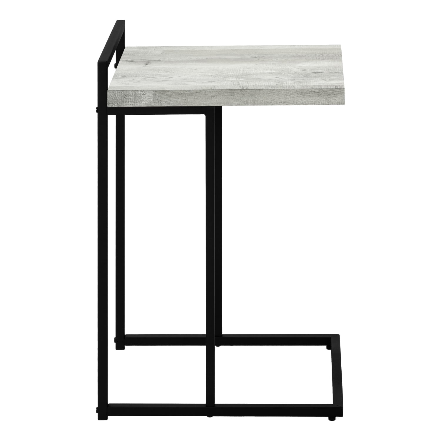 C-Shaped Accent Table for Living Room & Bedroom Small End Table with Reclaimed Wood Look Top