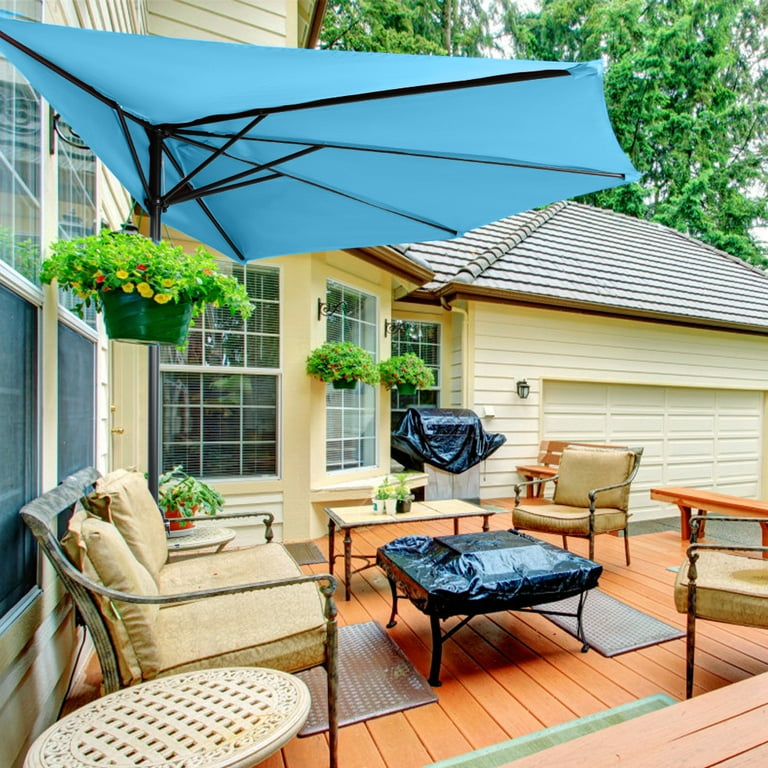 ABCCANOPY 11FT Patio Half Umbrella With Crank Handle Turquoise
