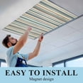 thumbnail image 5 of 1 Pack Boho Vertical Stripes Fluorescent Light Covers for Ceiling Lights Green Beige Simple Lines Magnetic Ceiling Light Covers Overhead Light Filters for Office Classroom Home, 5 of 9