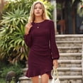 thumbnail image 3 of Vestido Byinns 2024, suéter de punto ajustado, mini, rojo vino, para mujer, 3 of 6