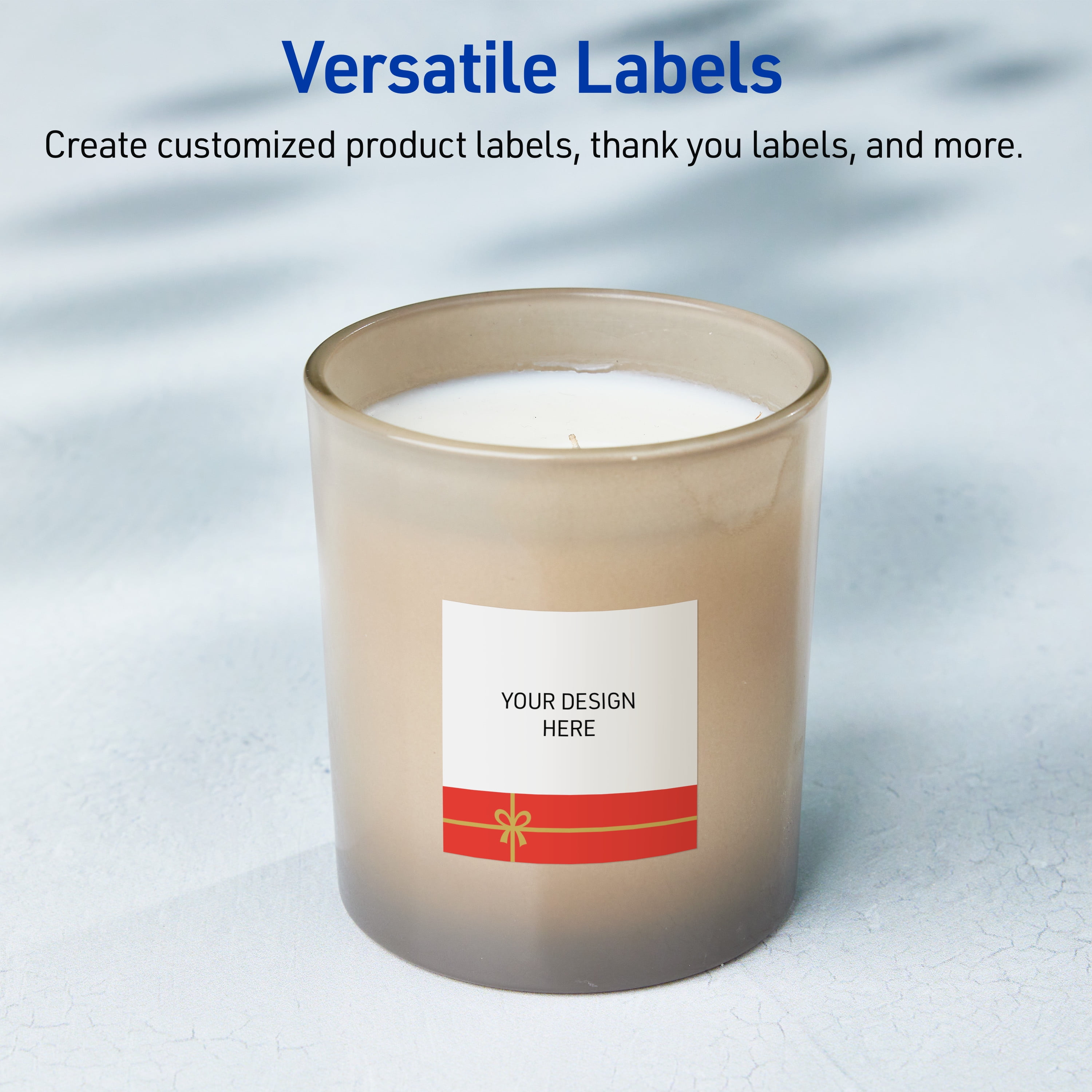 Avery Labels, 3" x 3", Glossy White, Red Gift/Metallic Gold Bow