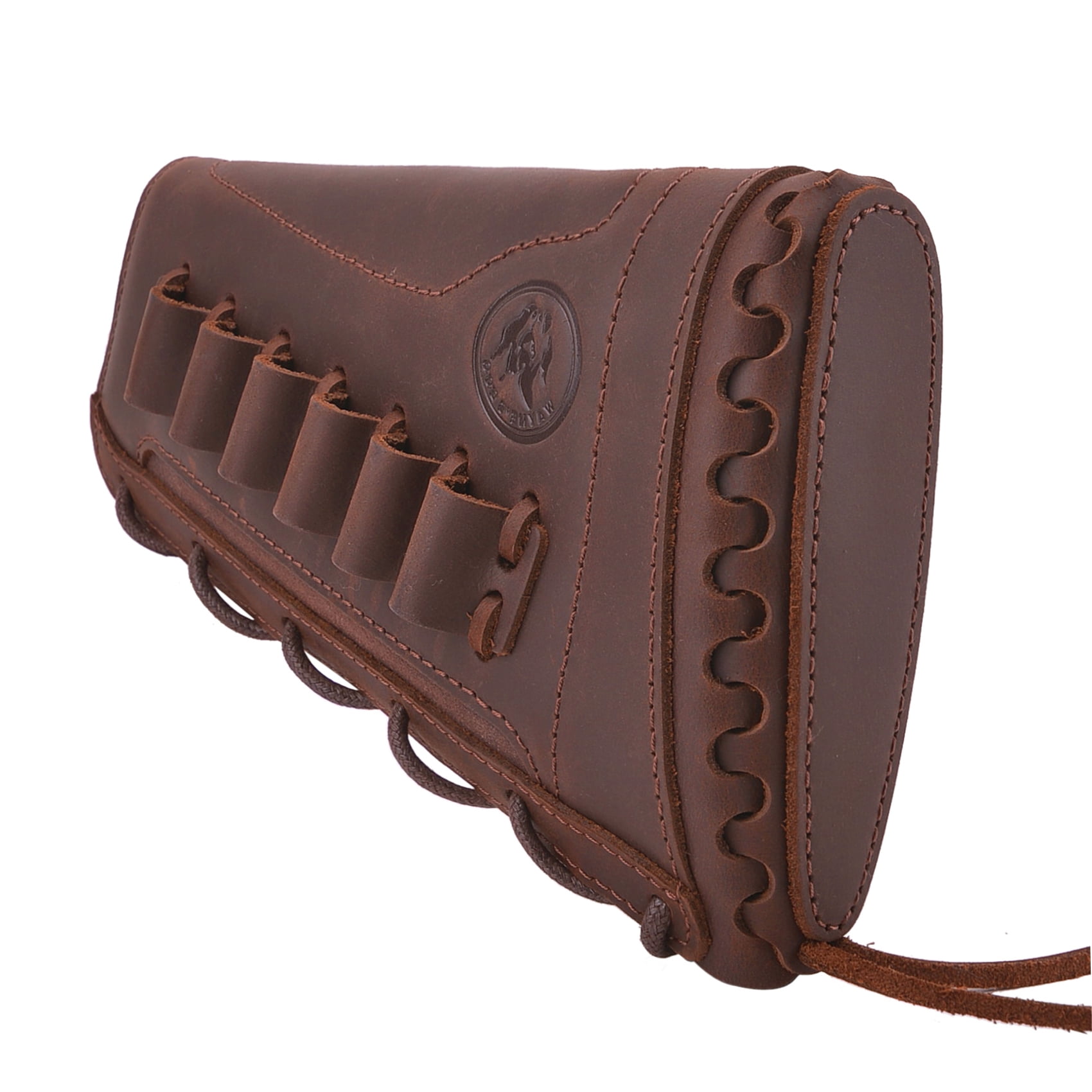 Leather Rifle Buttstock Cover Sleeve with Rifle Ammo Holder .308 .45/70 .40/65 410 .22-250 for Left Handed