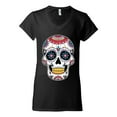 thumbnail image 2 of Wild Bobby Day Of The Dead Sugar Skull Pop Culture Women Standard V-Neck Tee, Black, Small, 2 of 5