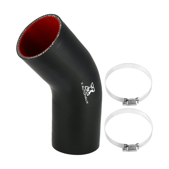 Unique Bargains 38mm 1.5' ID 45 Degree Silicone Hose with Clamps Coupler Tube Connectors for Car Intercooler Intake Piping Black Red