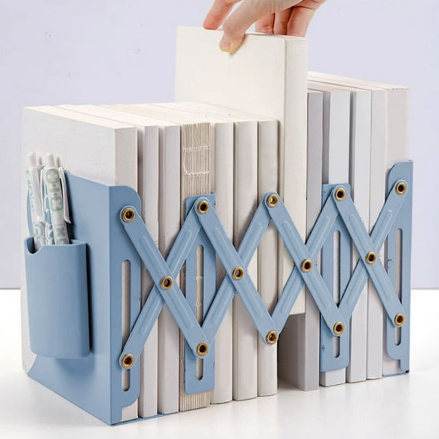 Rvkxad Retractable Book Stand, Integrated Brush Pot for Desktop Organization, Book Rack Holder Clip