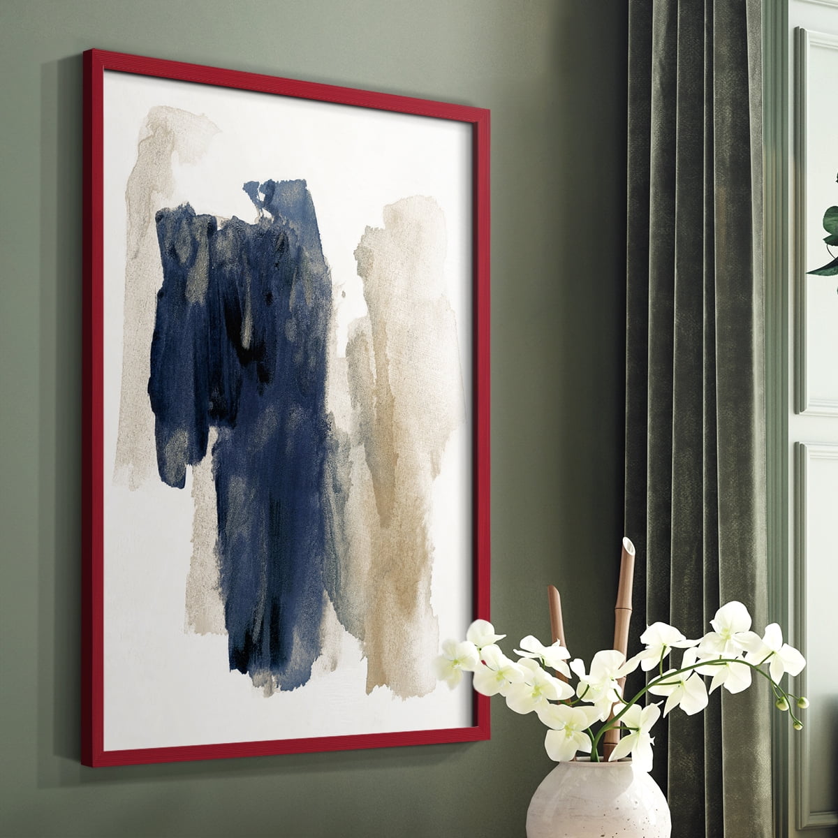 Navy Sweep in Red Solid Wood 8 x 10 Framed Print