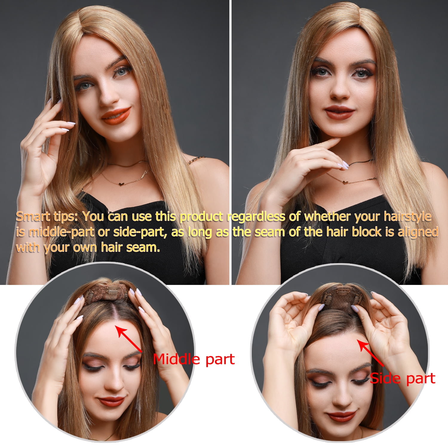 Benehair 100% Human Hair Extensions Clip In Topper Toupee Hairpiece Silk Base for Women Remy Hair 6"-14" Brown US