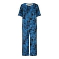 thumbnail image 7 of Atogsazn Women's Sleepwear Capri Pajama Sets Short Sleeve Two Piece Pjs Crew Neck Tops & Capri Pants with Pockets Navy L, 7 of 7