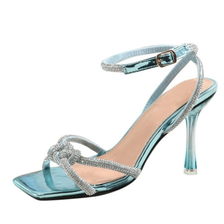 

Women Shoes Heels Heels For Women Women Summer Shoes Buckle Strap Thin High Heels Open Toe Sandals Party Shoes Blue