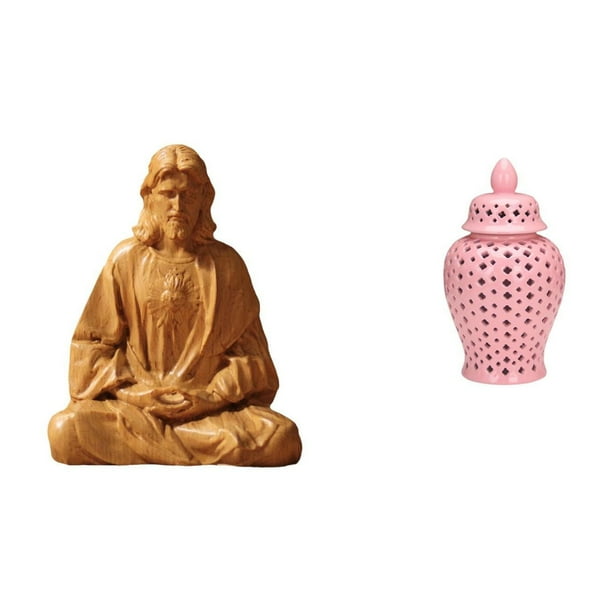 Estatua Del Sagrado Corazón De Jesús, Jarrón Decorativo De Cerámica Y Porcelana, Figura Coleccionable, Arreglo Floral, Adorno Para Pasillo, Dormitorio, Oficina, Escritorio, Chimenea,