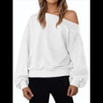 thumbnail image 3 of Sudadera Holgada Informal de Larga con Hombros Descubiertos para Mujer, Estilo Jersey de Otoño S, 3 of 8